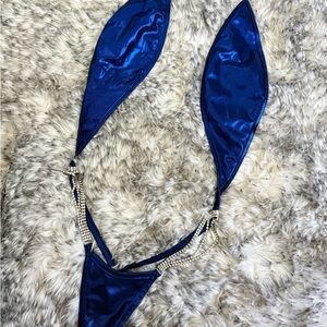 Metallic Blue Bodysuit with Rhinestone Straps